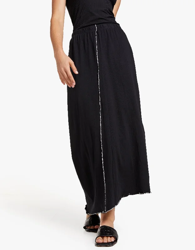 Bassike x Superette Contrast Front Seam Jersey Skirt - Black/Salt