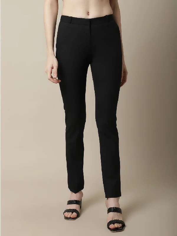 Cantabil Women's Black Formal Trousers