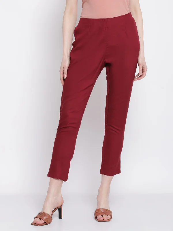 Cantabil Women's Ethnic Wine Pant