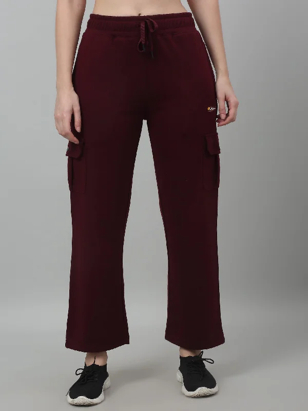 Cantabil Women's Maroon Solid Ankle Length Drawstring Casual Track Pant