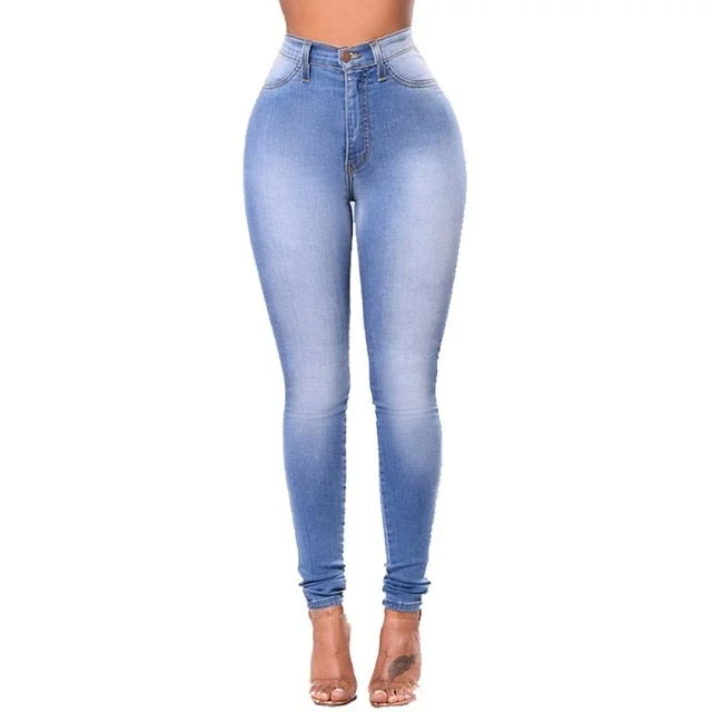 female washed denim skinny pencil pants Jeans for Women mom Jeans High Waist Jeans Woman High Elastic plus size Stretch Jeans