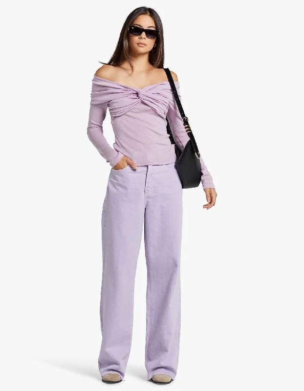 Le High N Tight Wide Leg Raw Aw - Washed Lilac