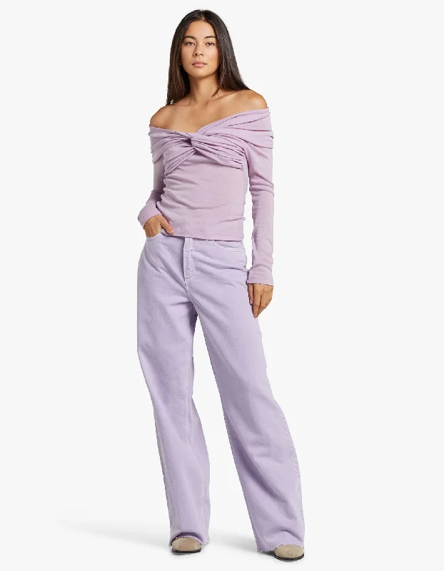 Le High N Tight Wide Leg Raw Aw - Washed Lilac