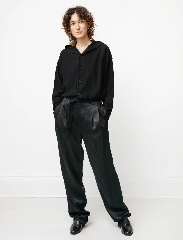 Pleated Pants Satin Black