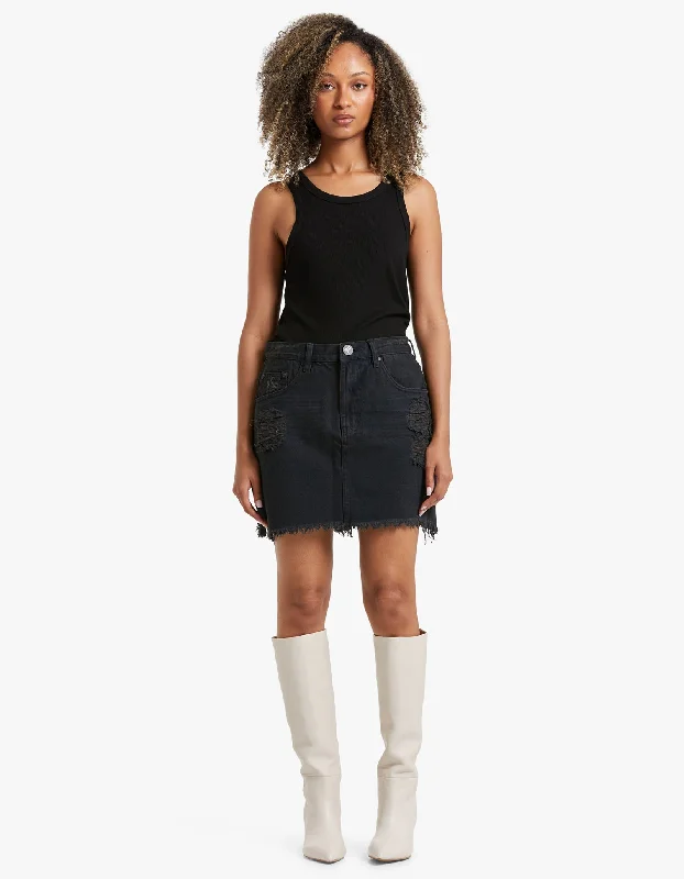 2020 Mini High Waist Denim Skirt - Fox Black