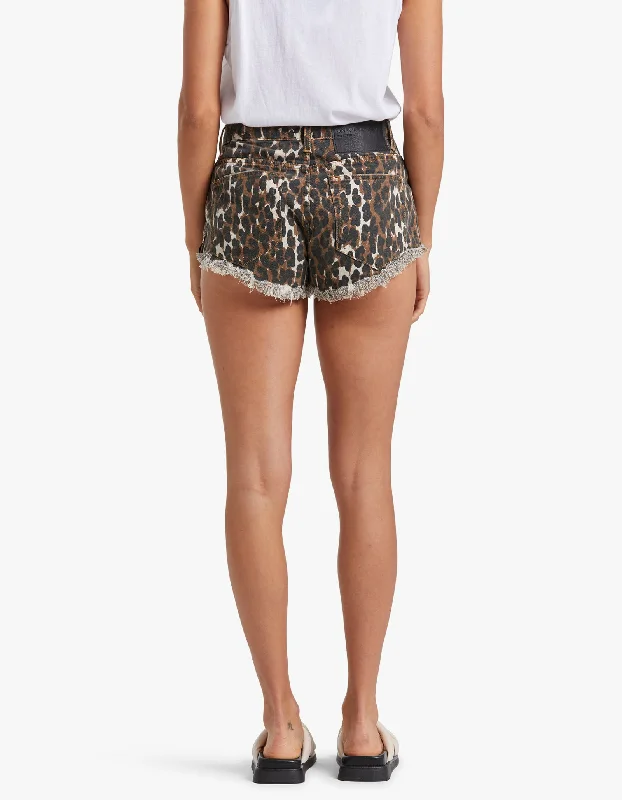 The One Fitted Cheeky Denim Short - Cheetah