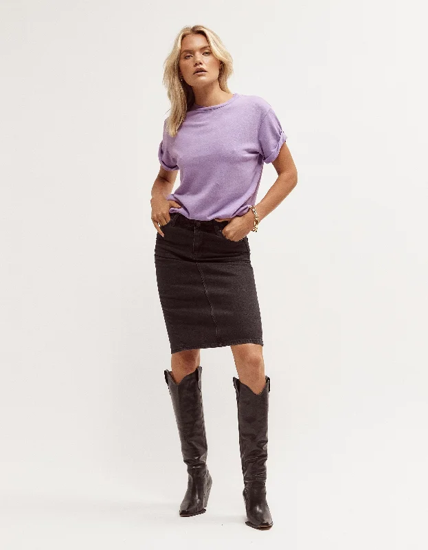 Fox Denim Skirt - Washed Black