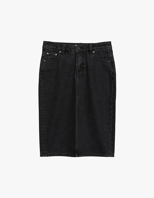 Fox Denim Skirt - Washed Black