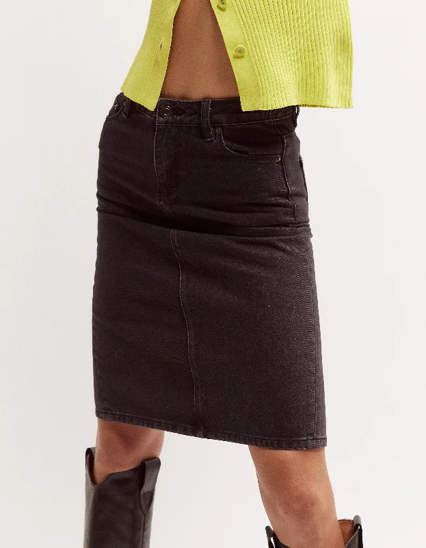 Fox Denim Skirt - Washed Black