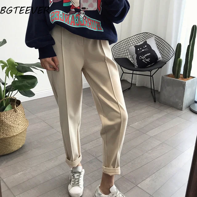 Winter Thicken Women Pencil Pants Plus Size Wool Pants Female 2019 Autumn High Waist Loose Trousers Capris Good Fabric