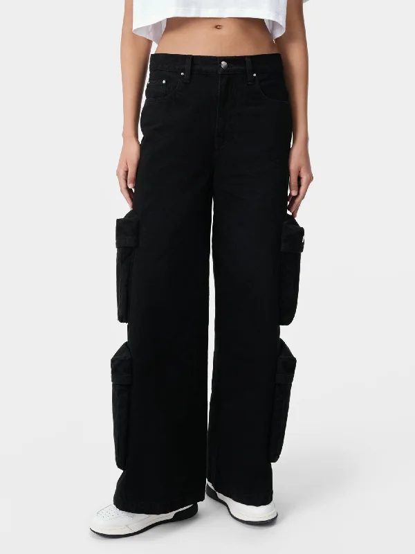 WOMEN - WOMEN'S BAGGY CARGO JEAN - Black OD