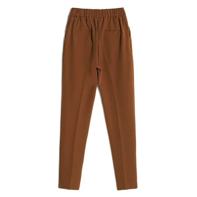 Women's Casual Harem pants Spring Summer Fashion Loose Ankle-length Trousers Female Classic High Elastic Waist Black Camel Beige