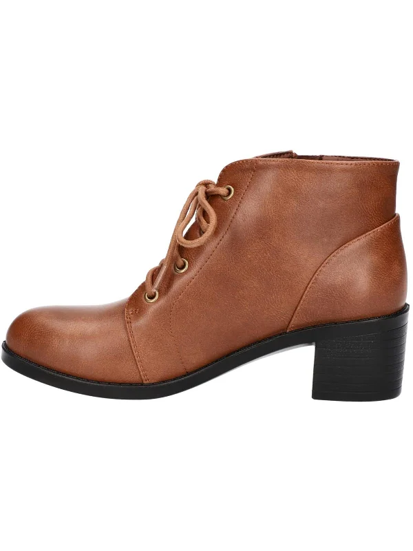 Becker  Womens Faux Leather Round Toe Ankle Boots