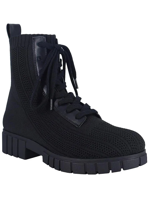 Bellamy Womens Knit Ankle Combat & Lace-up Boots