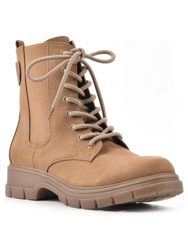 Chevy  Womens Leather Pull On Combat & Lace-up Boots