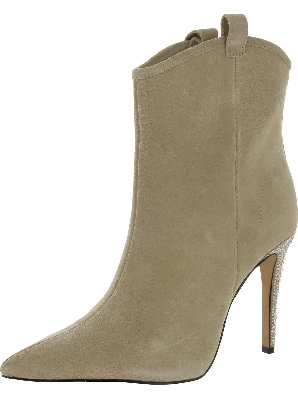 Clea Womens Suede Embellished Ankle Boots