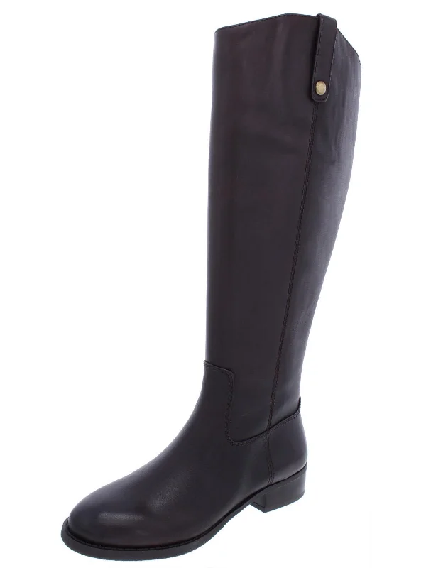 Fawne Womens Wide Calf Leather Riding Boots