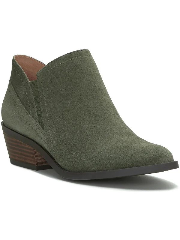 FIONAN Womens Leather Stacked Heel Chelsea Boots