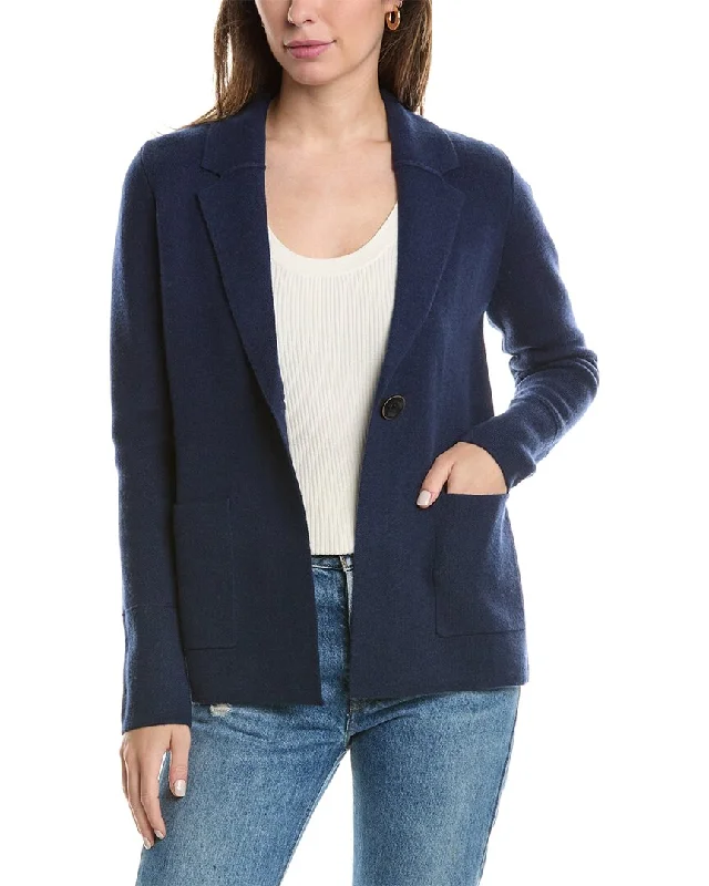 Forte Cashmere Doubleknit Notch Collar Cashmere Cardigan Blazer