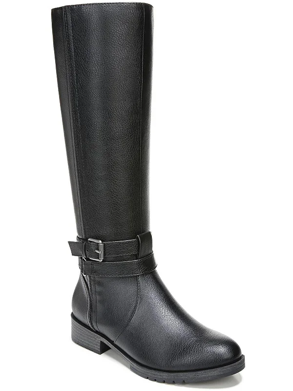 Garrison  Womens Faux Leather Pull On Knee-High Boots