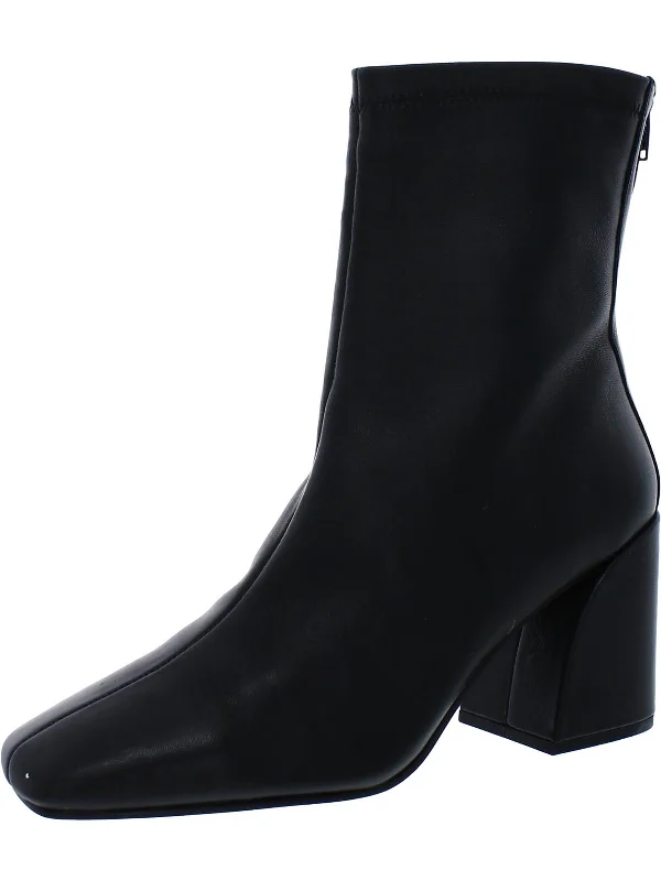 Julie Womens Leather Square Toe Mid-Calf Boots