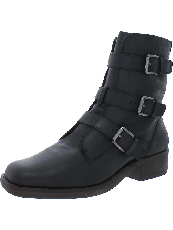 Katriny Womens Leather Square Toe Mid-Calf Boots