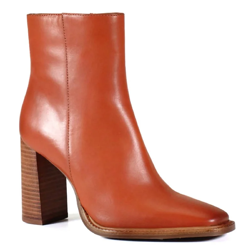 Key Switch Bootie In Tan Leather