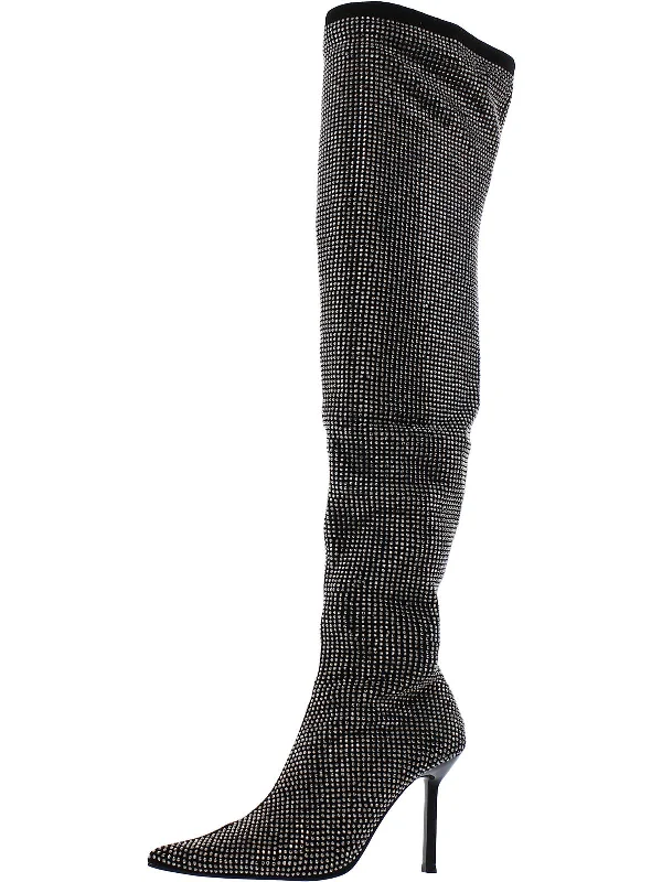 Nicki Womens Faux Suede Embellished Over-The-Knee Boots