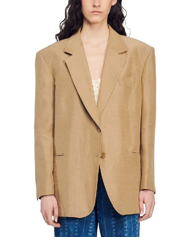 Sandro Robanne Linen-Blend Suit Blazer