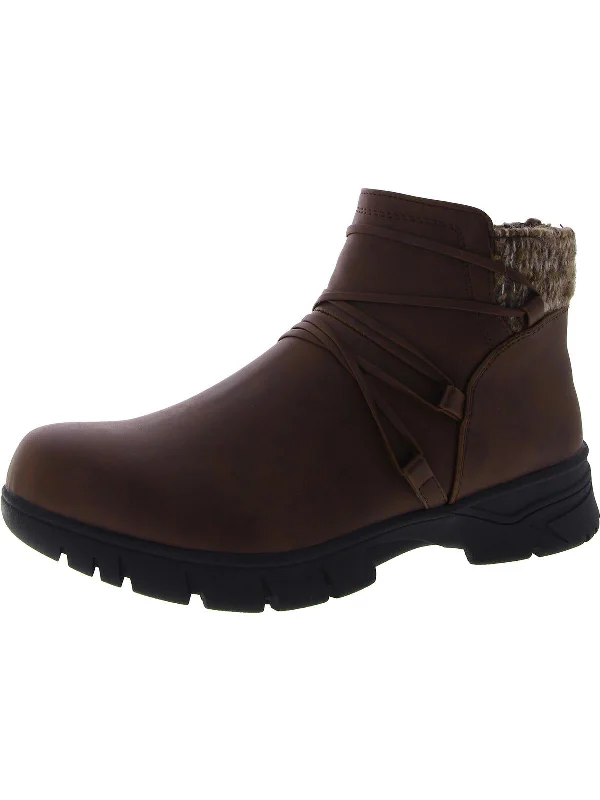 Stefani Womens Faux Leather Cold Weather Booties