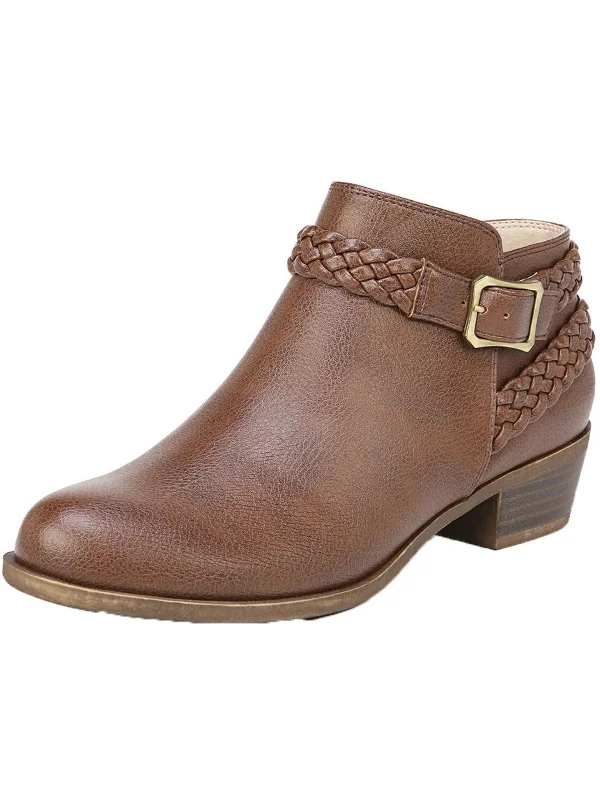 Womens Faux Leather Woven Ankle Boots