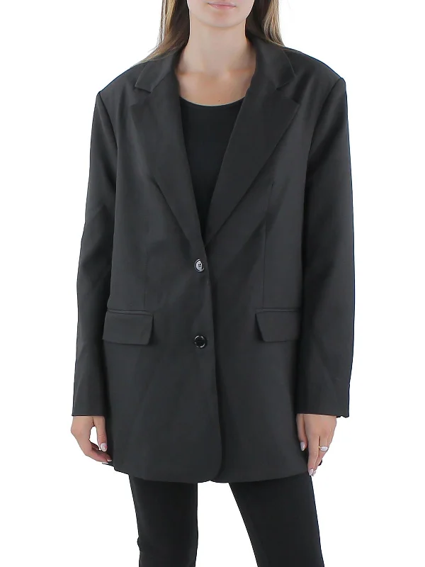 Womens Knit Oversize Two-Button Blazer