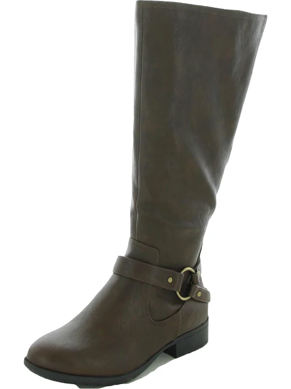 X-Felicity Womens Faux Leather Wide Calf Knee-High Boots