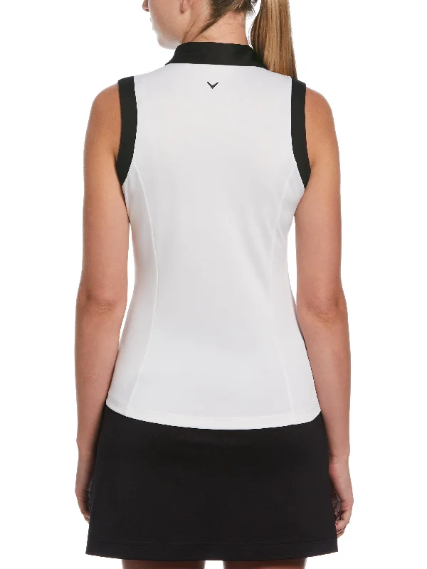 Womens Color Block V-Placket Golf Polo