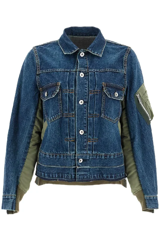 denim and nylon jacket for men SCW 207 BLUE