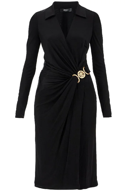 draped jersey dress with 1016412 1A10183 BLACK