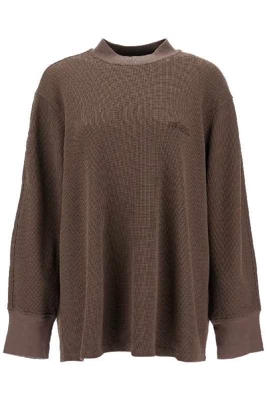 long-sleeved waffle jersey t 247WCT246J049 DARK BROWN