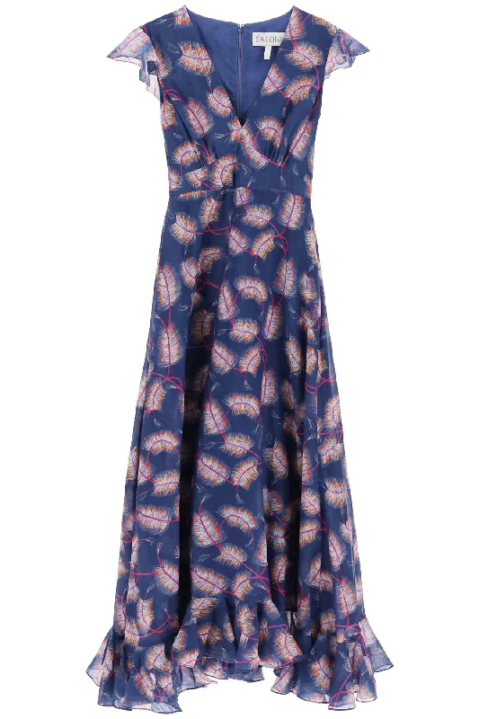 maxi cotton and silk emma dress. 1890 1807 QUILL NAVY