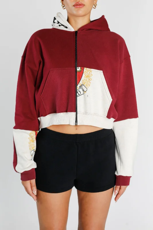 Rework Harvard Crop Zip Hoodie - M