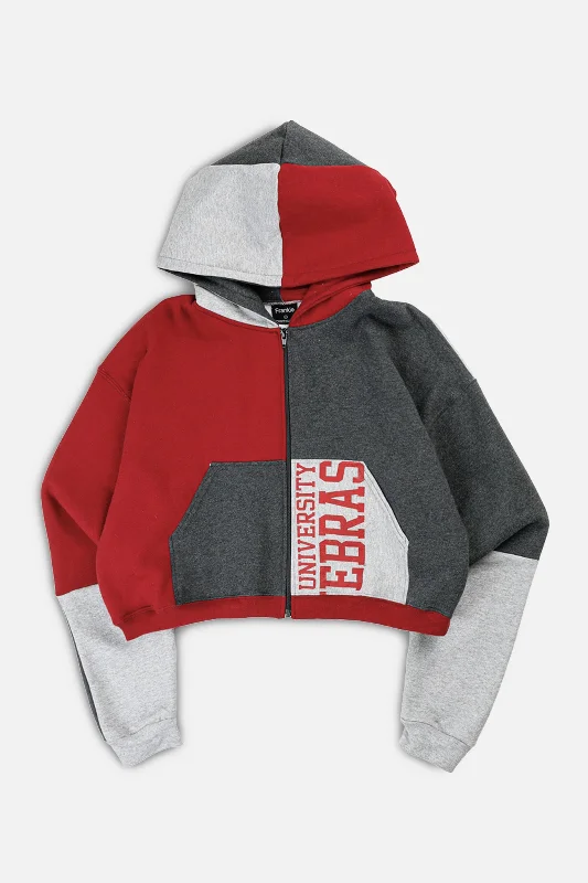 Rework Varsity Crop Zip Hoodie - L