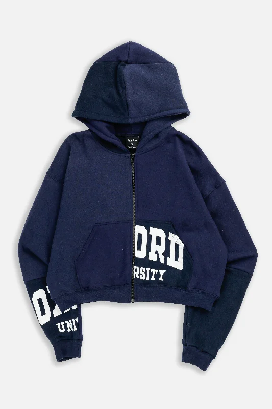 Rework Oxford Crop Zip Hoodie - M