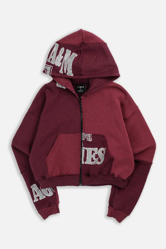 Rework Texas Crop Zip Hoodie - XS