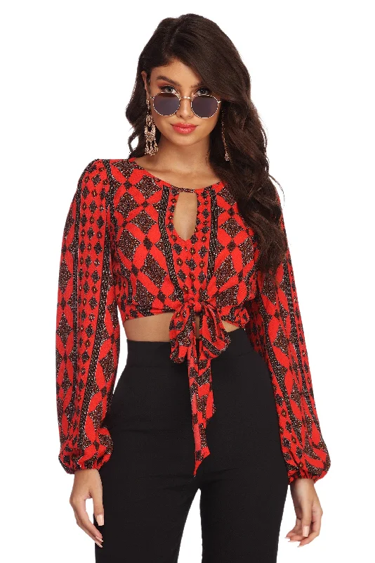 Boho Tie Front Crop Top