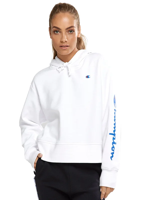 Champion Womens Sporty Graphic Hoodie White <br> CTMWN 7MY