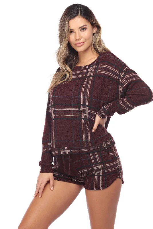 Plum Plaid Dreams Pull Over Top