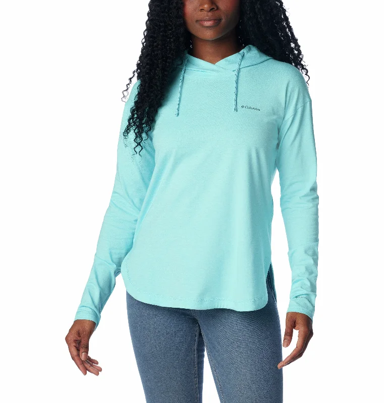 Columbia Ladies Sun Trek Wicking Sun Protection Hooded Pullover -AQUA