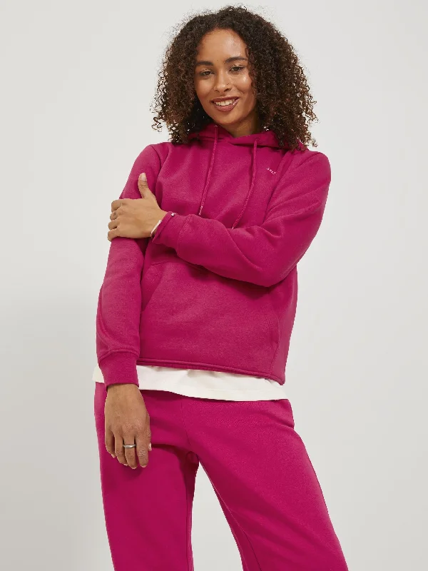 JJXX ladies Abbie Overhead Relaxed Fit Hooded Sweatshirt-CERISE