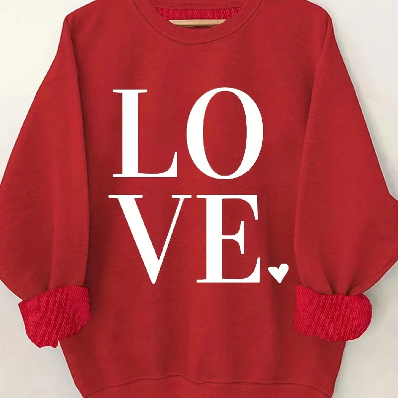 Letter Print Pullover Sweatshirt, Casual Long Sleeve Crew Neck Sweatshirt For Fall & Winter, Women's Clothing