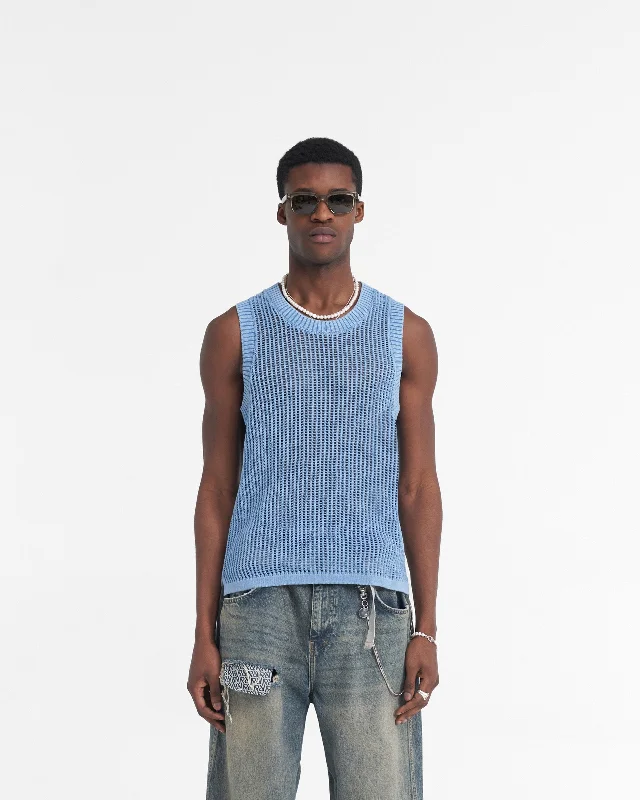 Washed Knit Vest - Sky Blue