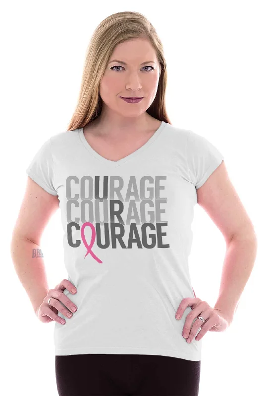 Breast Cancer Awareness Junior Fit V-Neck T Shirt